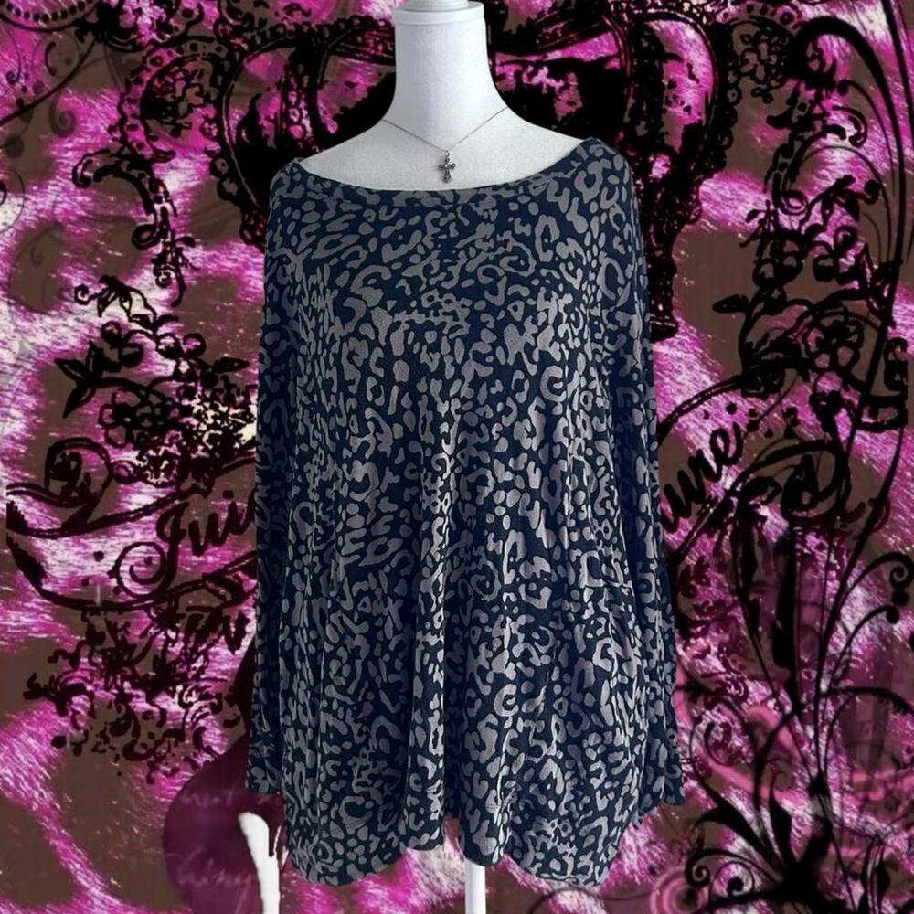 Dark femme black and grey animal print blouse